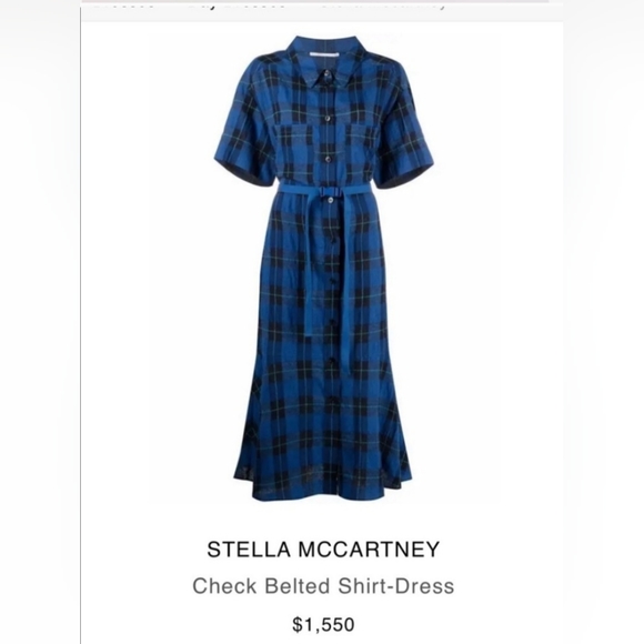 Stella McCartney Plaid Cotton Blend Shirtdress In Blue Size 34 NWT MSRP $1550 - Picture 2 of 10